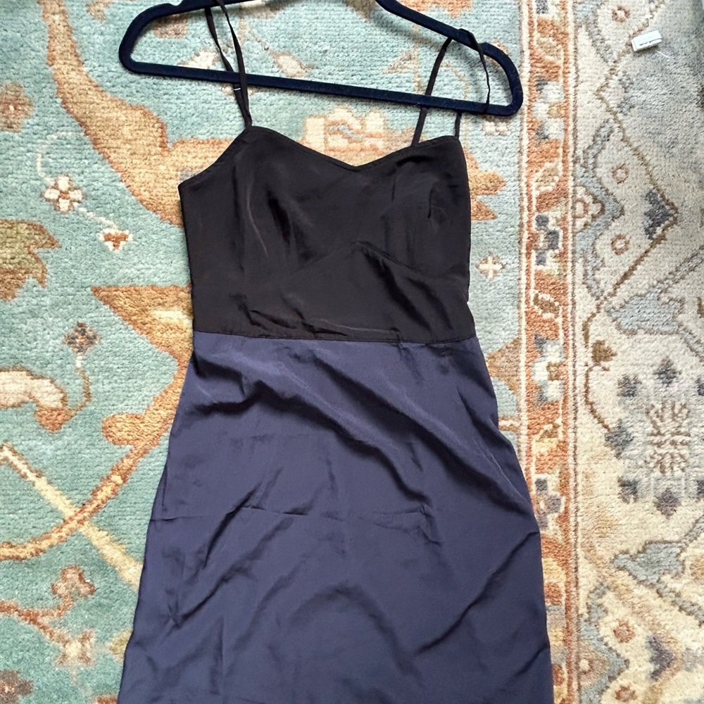 All Saints Black and Navy Mini Dress silk